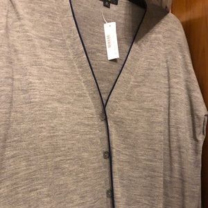 Gray J Crew V-neck Cardigan Sweater in Medium, New with Tags
